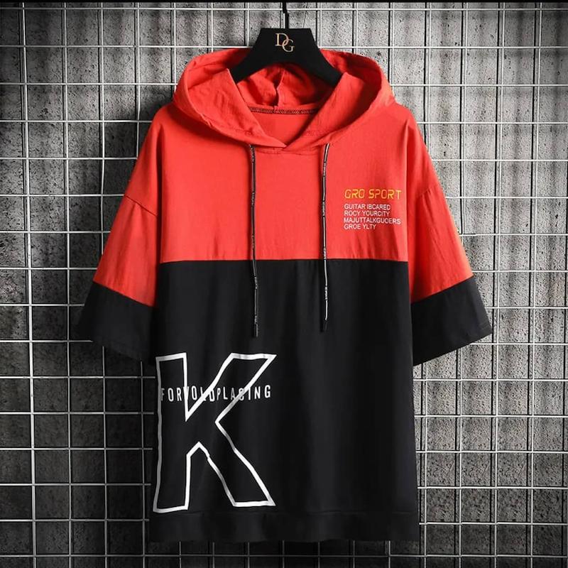 تیشرت آستین کوتاه کلاه دار خاص مردانه وزنانه رنگ بندی هم داریم374