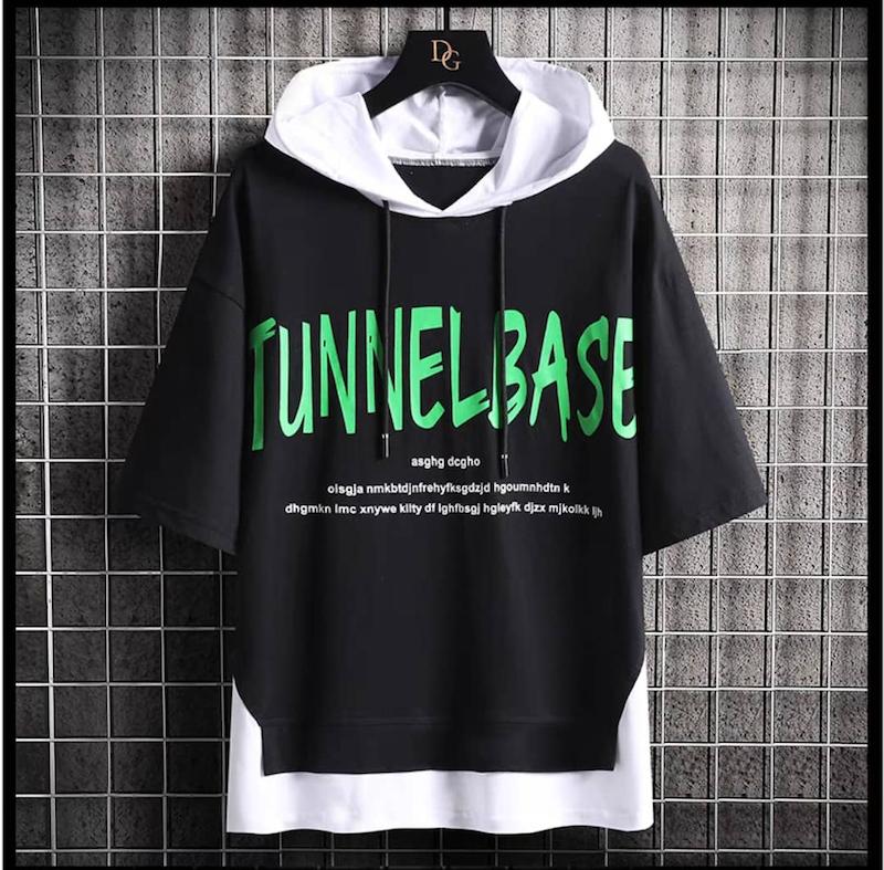 تیشرت آستین کوتاه کلاه دار خاص مردانه وزنانه رنگ بندی هم داریم384