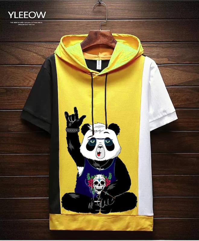 تیشرت آستین کوتاه کلاه دار خاص مردانه وزنانه رنگ بندی هم داریم494