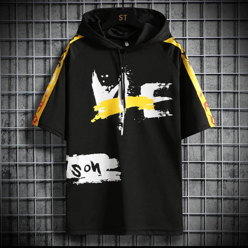 تیشرت آستین کوتاه کلاه دار خاص مردانه وزنانه رنگ بندی هم داریم504