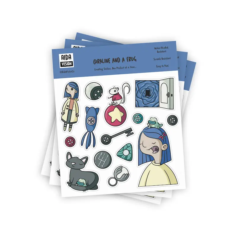 استیکر کورالاین و قورباغه