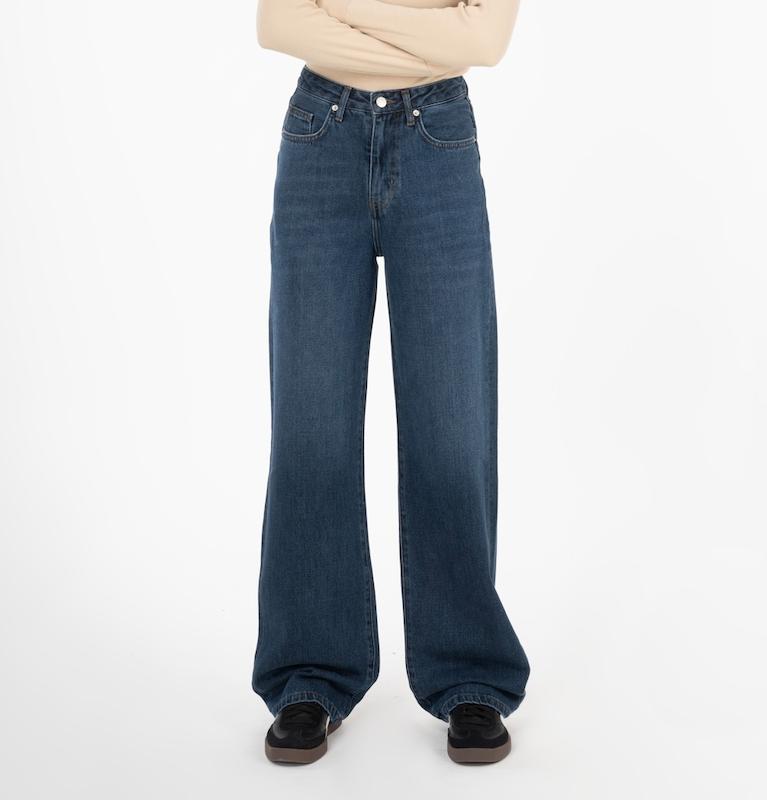 شلوار جین نیم بگ آبی تیره رویال -کد 481