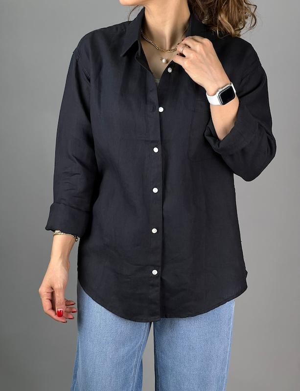 شومیز لینن اورجینال مشکی zara_کد 785