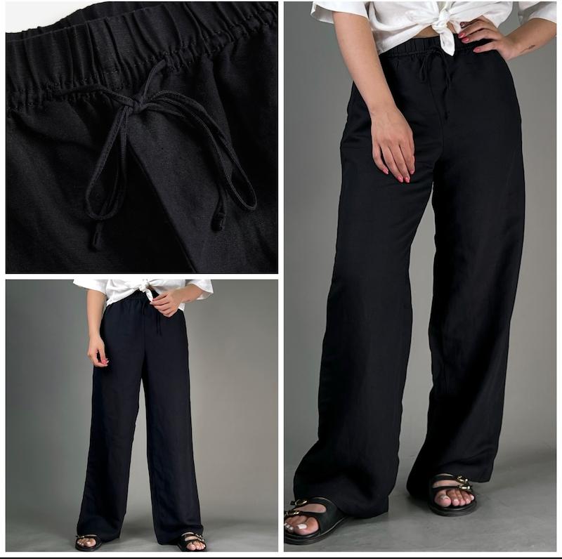 شلوار لینن مشکی H&M _ کد 826