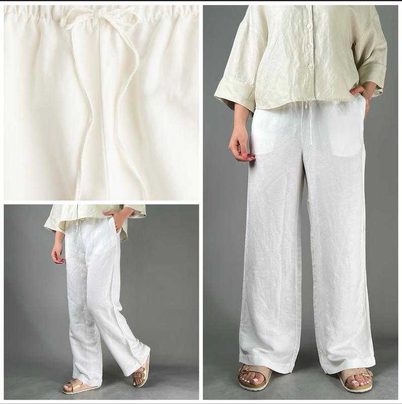 شلوار لینن سفید H&M _ کد 797