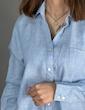شومیز زنانه لینن یقه هفت آبی آسمانی زارا_کد 872