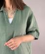شومیز زنانه لینن جلو بسته سبز یقه دار woman _کد 1013