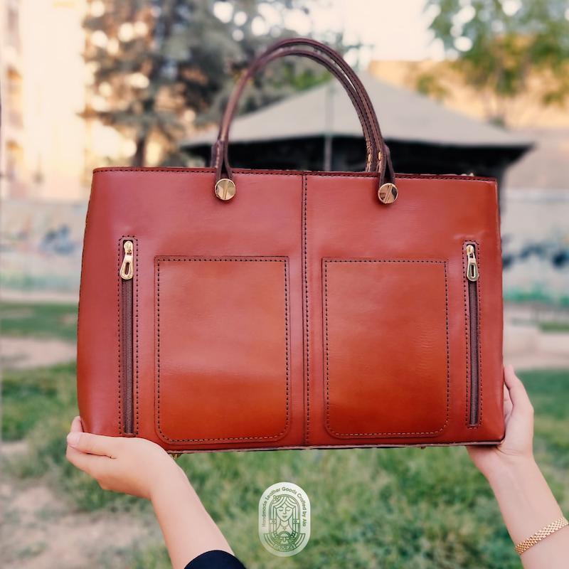 کیف چرم دست دوز و طبیعی زنانه آلا مدل شبنم(دستی)