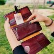 کیف پول چرم طبیعی اسپرت زنانه مردانه  دست دوز آلا مدل  آذر