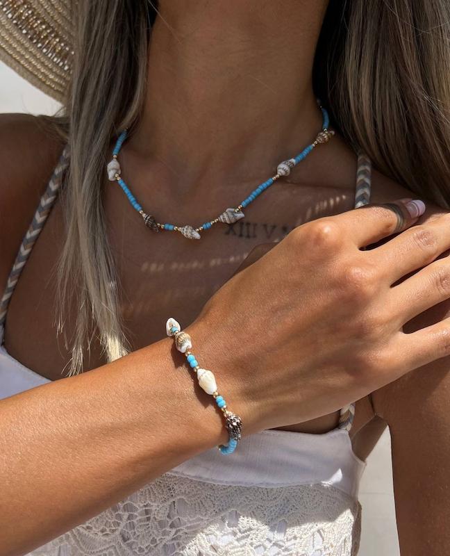 ست گردنبند و دستبند صدفی