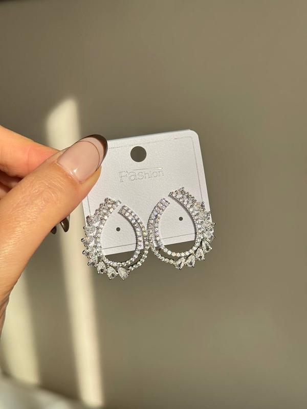 گوشواره جواهری طرح اشک تو خالی