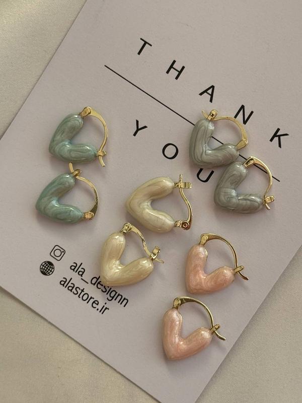 گوشواره آویزی قلب سنگی