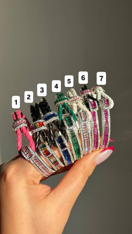 دستبند نگین باگتی و چرم