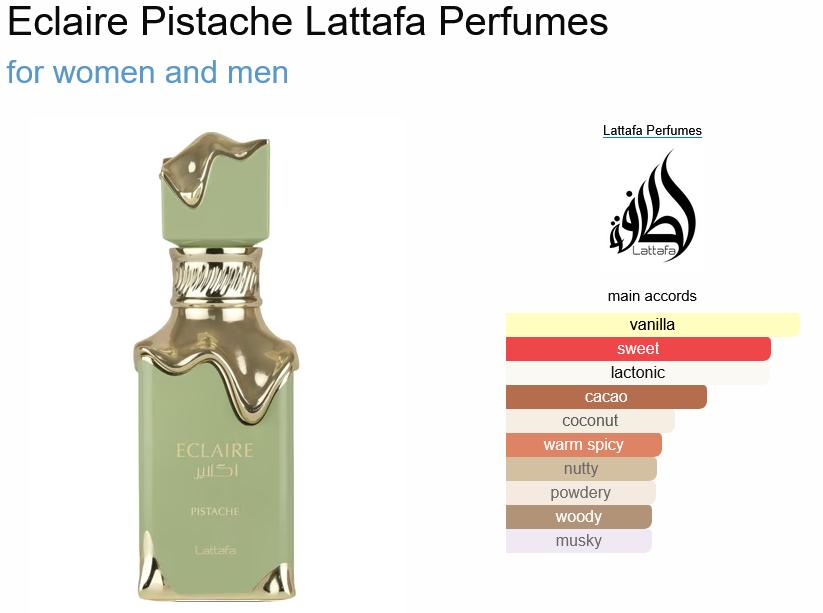 آکوردهای به کار رفته در عطر ادکلن لطافه پیستاچیو-پیستاچی-پسته | Lattafa Eclaire Pistache