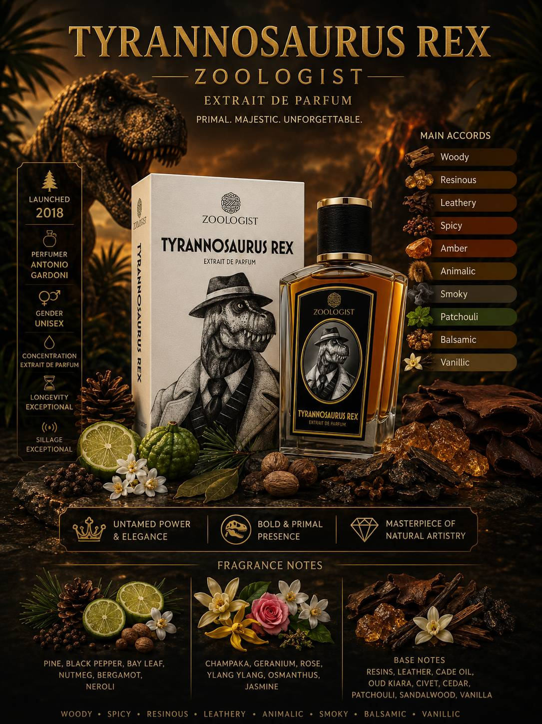 عطر ادکلن زولوجیست پرفیومز تیرانوسوروس رکس اکستریت د پارفوم مردانه-زنانه Zoologist Perfumes Tyrannosaurus Rex Extrait de Parfum Unisex