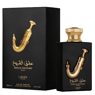 عطر ادکلن لطافه پراید عشق الشیوخ گلد (طلایی) ادوپرفیوم مردانه-زنانه (مشابه رایحه بیبی کت ایو سن لورن) Lattafa Pride Ishq Al Shuyukh Gold Unisex EDP