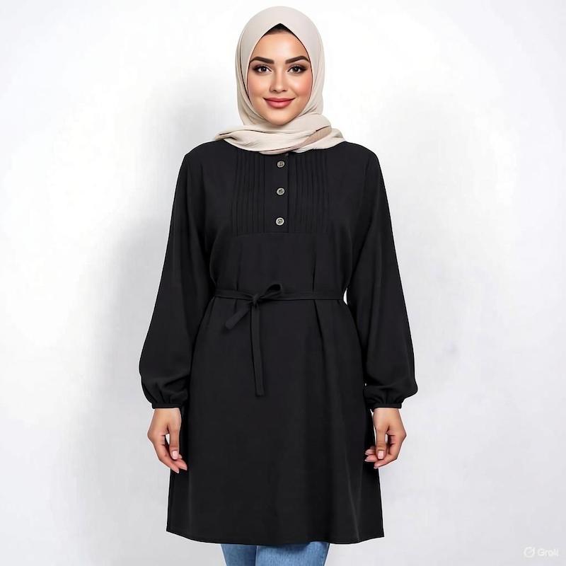 تونیک یقه گرد کجراه مشکی