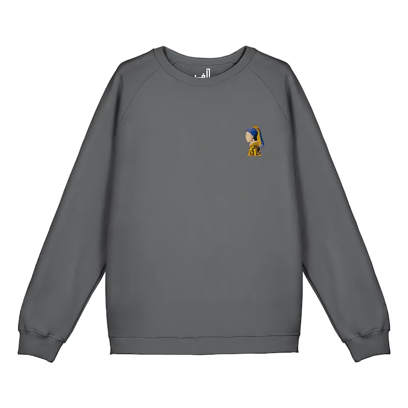 سویشرت رگلان گلدوزی طرح دختری با گوشواره ی مروارید | GIRL WITH A PERAL EARING