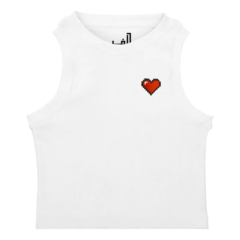 کراپ تاپ کشی گلدوزی طرح قلب پیکسلی | PIXELATED HEART