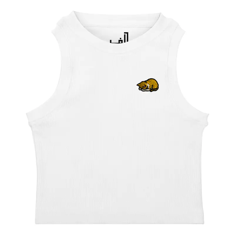 کراپ تاپ کشی گلدوزی طرح گربه نارنجی | ORANGE CAT