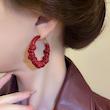 گوشواره ژورنالی چرم حلقه ای 