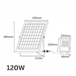 پروژکتور SMD سولار خورشیدی 120 وات درجه حفاظت ضد آب IP65 دارای ریموت کنترل، مجهز به سنسور حرکتی، با قابلیت شارژ در هوای ابری، با قابلیت شارژ با برق شهری LED 4M مدل فانوس