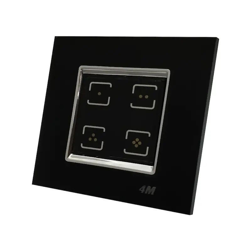 کلید چهار پل لمسی سایز 86*86*48 میلی متر نصب در قوطی کلید معمولی LED 4M