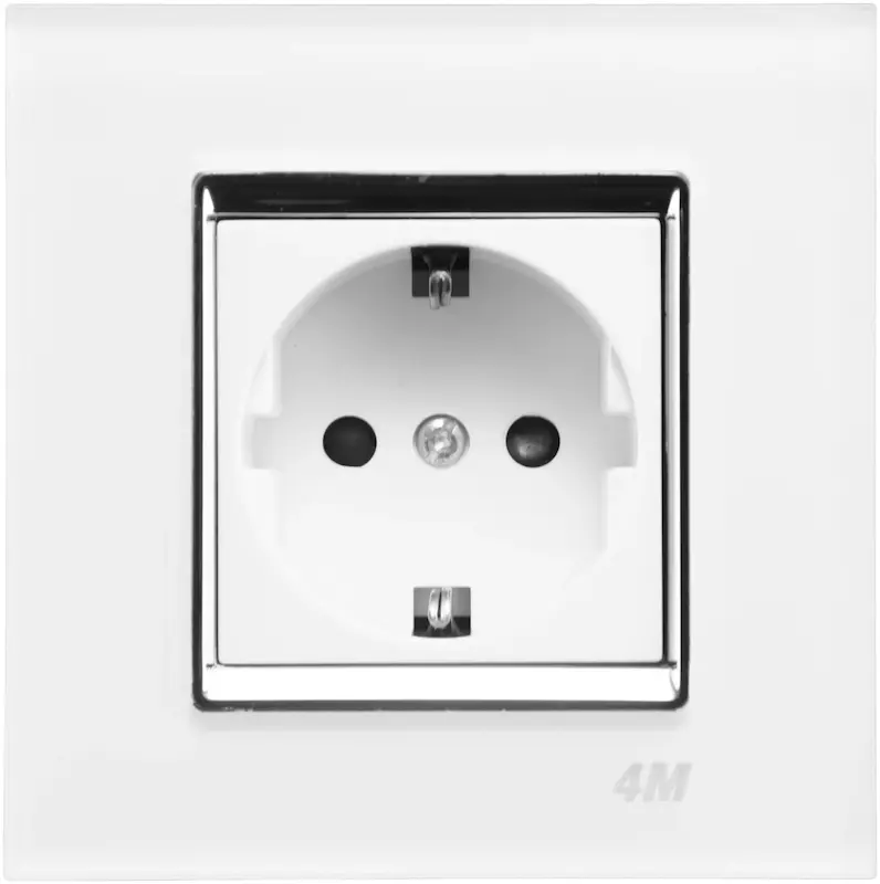پریز برق ارت دار LED 4M مدل ماهور با کادر پلکسی سفید