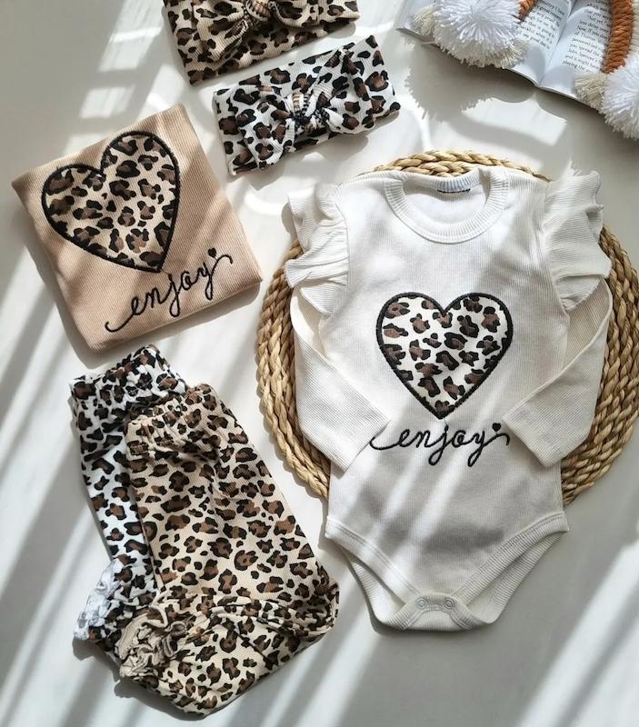 ۳ تیکه بادی شلوار پلنگی به همراه هدبند کد ۳۳۷۷