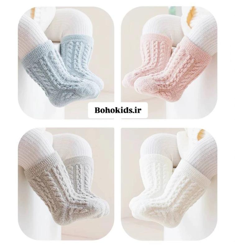 جوراب تمام حوله ای مارکدار بافت زنجیری کد ۶۶۶۶