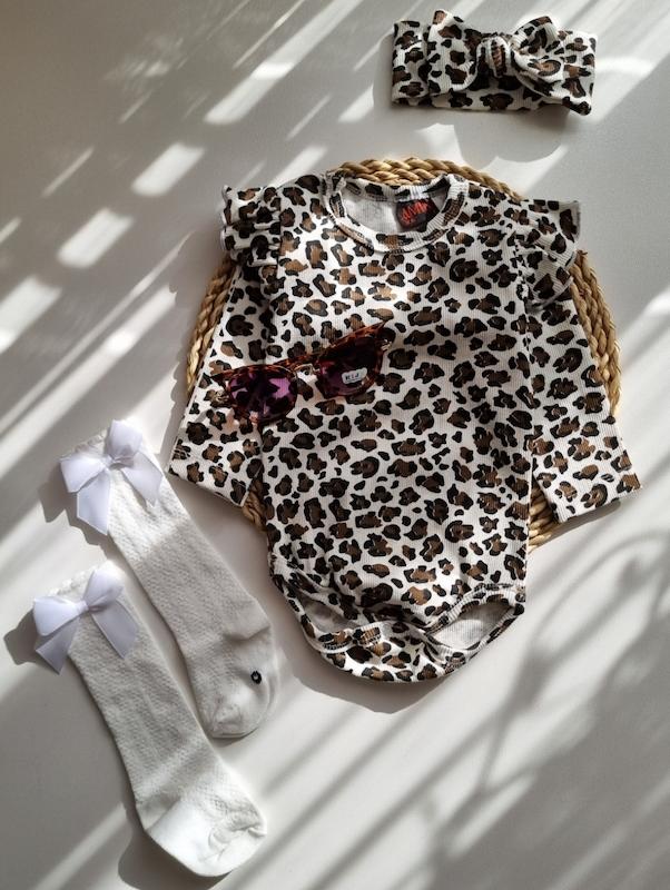 بادی هدبند ۲ تیکه پلنگی به( همراه هدبند) کد۳۳۲