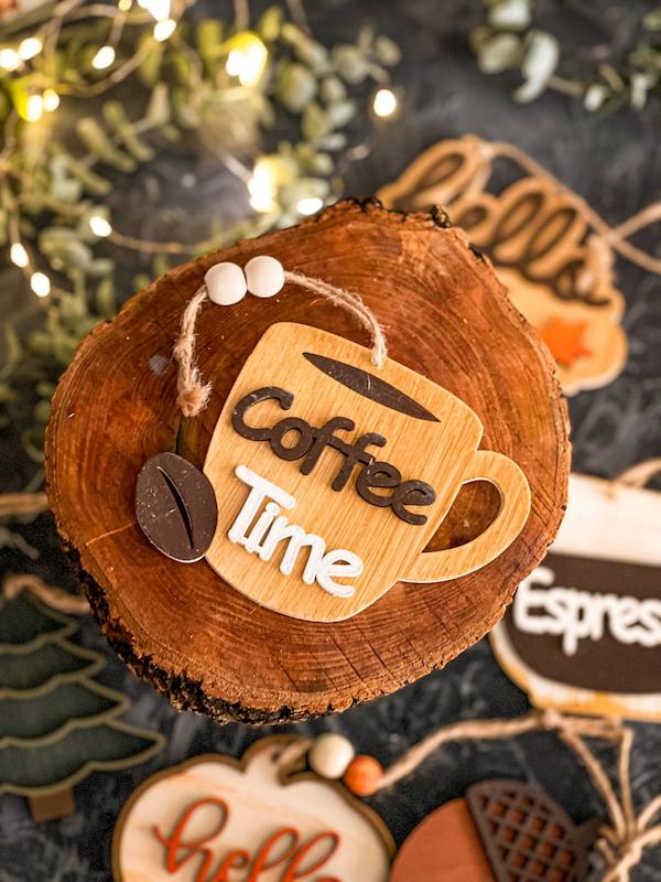 آویز چوبی کافی تایم