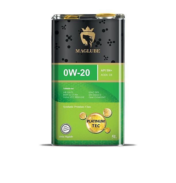 مگلوب پلاتینیوم تک 0W20 SN Plus پنج لیتری مخصوص خودروهای هیبریدی