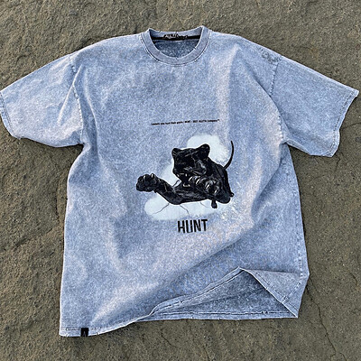 تی شرت " HUNT " - طوسی وینتیج