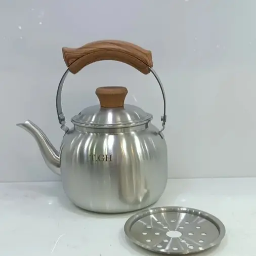 کتری لوله دار قیطاسی 2/5 لیتری کد 30010استیل مات و کف چدن