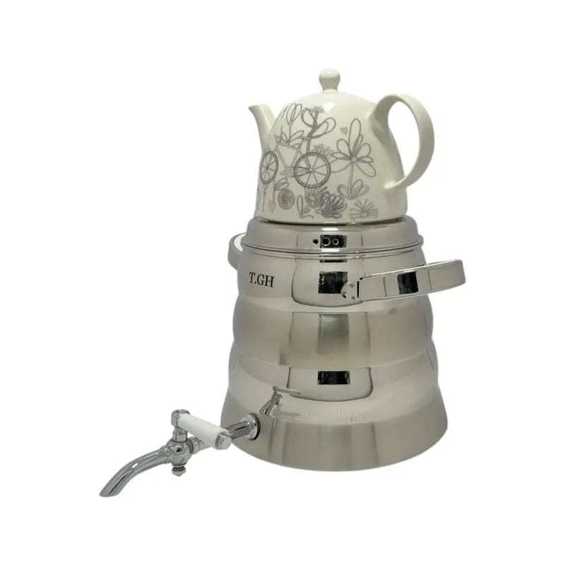 کتری قوری شیر دار قیطاسی مدل آریا کد8975 _5/5 لیتر کف چدن