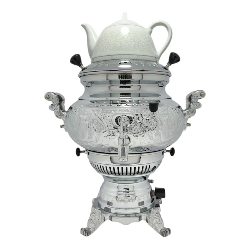 سماور گازسوز سیلور مدل ویکتوریا 7 لیتری_قوری دارد