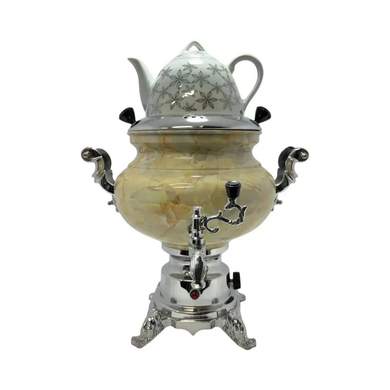 سماور برقی سحر مدل ویولت طرح سنگ (ماربل) 6 لیتری_قوری دار