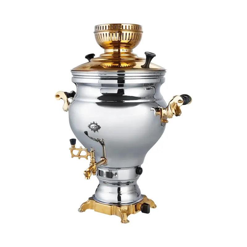 سماور گازی عالی نسب مدل ارس نفیس طلایی 8/5 لیتر