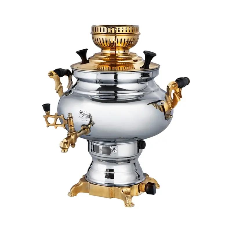 سماور گازی عالی نسب مدل سیمینه نفیس طلایی 5 لیتری