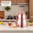 کتری قوری استیل Nicolo نیکولو دسته بالا براق کد 3220_3 لیتری در سه رنگ نقره ای و طلایی و مسی