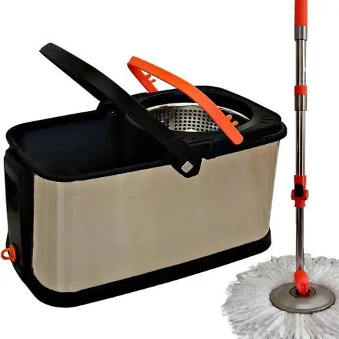 سطل و تی LT_512SS استیل دو مخزنه همراه با دو پد_تی تلسکوپی و چرخشی 180درجه_خارجی
