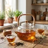 قوری پیرکس یونیک با دسته چوبی