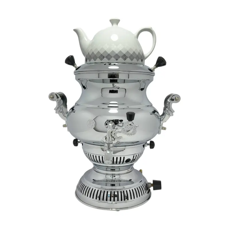 سماور گازی با قوری چینی سیلور مدل 554