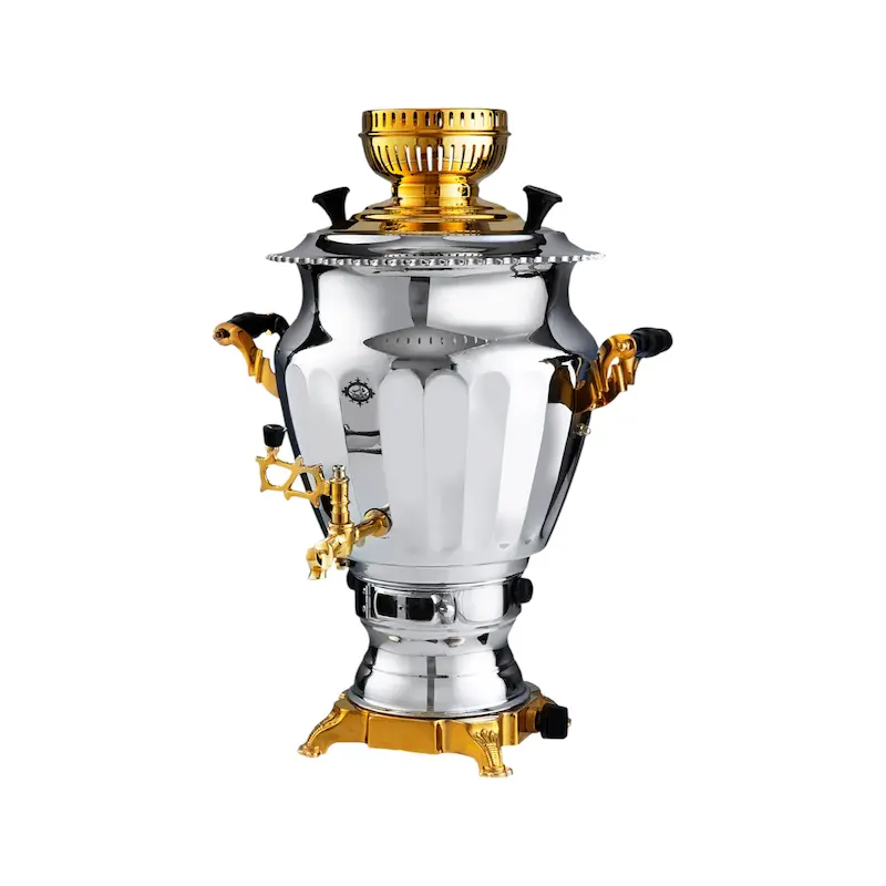 سماور گازی عالی نسب مدل نگین نفیس طلائی