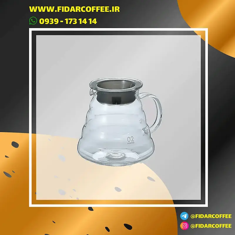 سرور V60 مدل 02 هریو Hario اورجینال | شیشه‌ای و مقاوم به حرارت | فیدارکافی