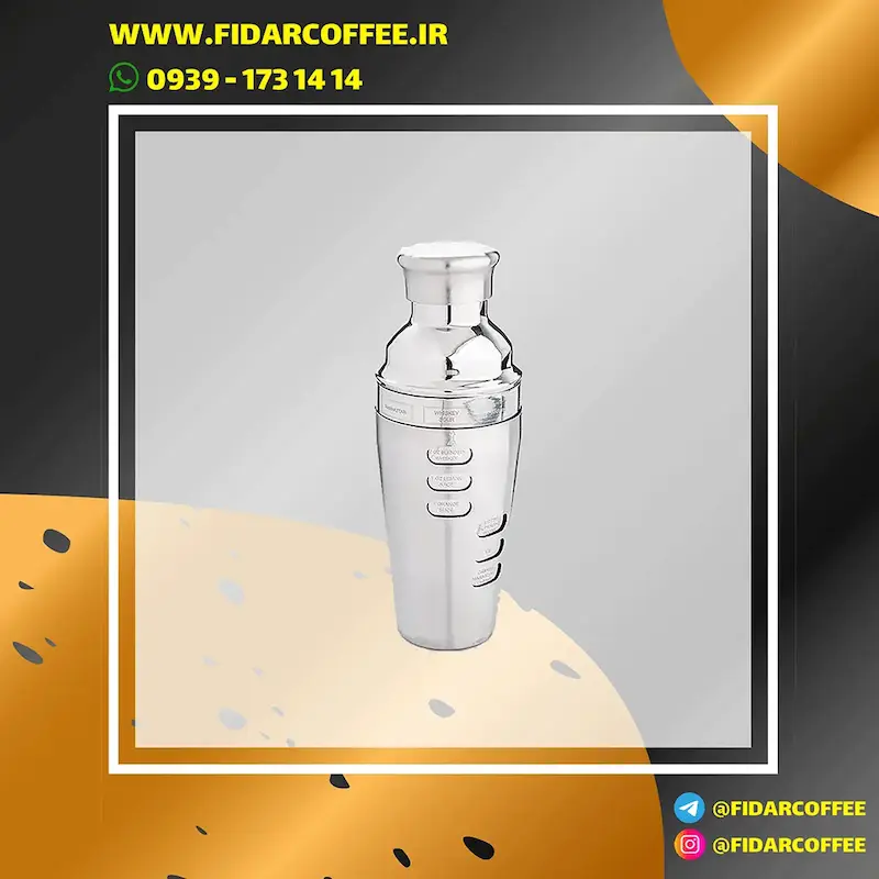 شیکر استیل رسپی دار 750 میلی‌لیتر | ابزار حرفه‌ای برای تهیه نوشیدنی‌های سرد | فیدارکافی