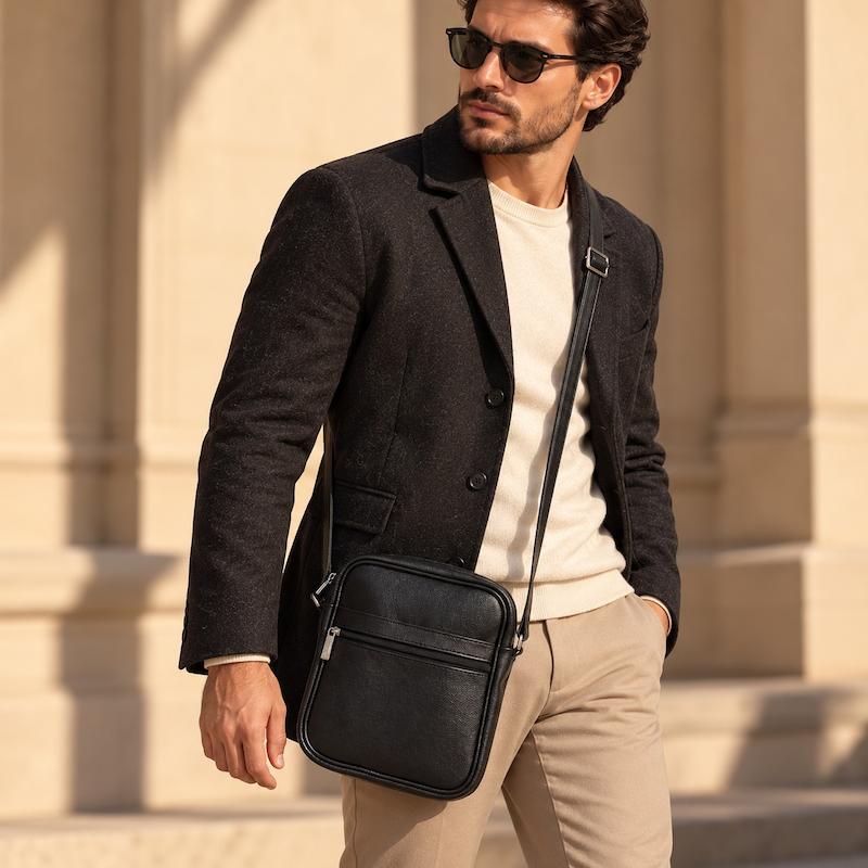کیف دوشی چرم صدرا
