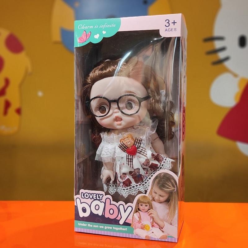 عروسک سیلیکونی لباس خرسی با عینک 326