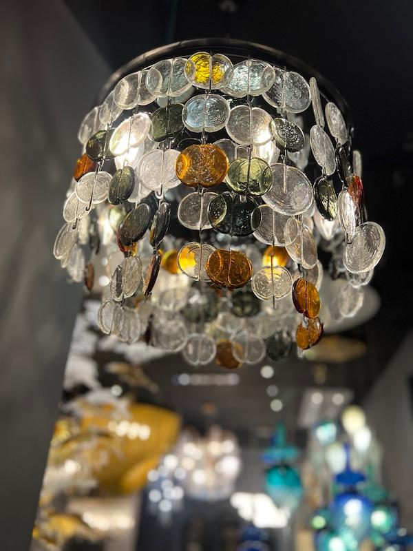 Glass coin chandelier 